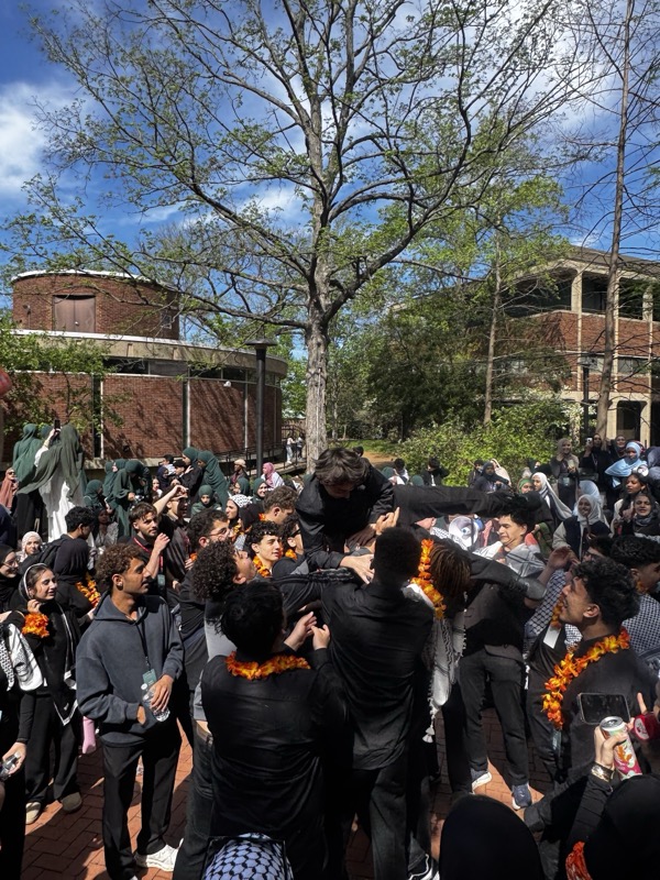 Massive outdoor crowd celebration